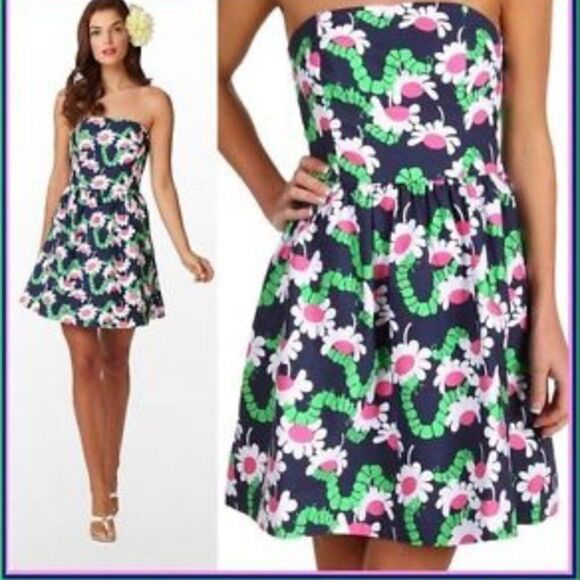 Lilly Pulitzer Yum yum caterpillar Strapless Dress 2 - Picture 7 of 7